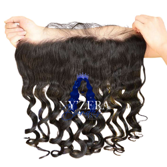 Virgin brazilian human Loose wave Ear To Ear 13x5 Lace Frontal in transparent lace