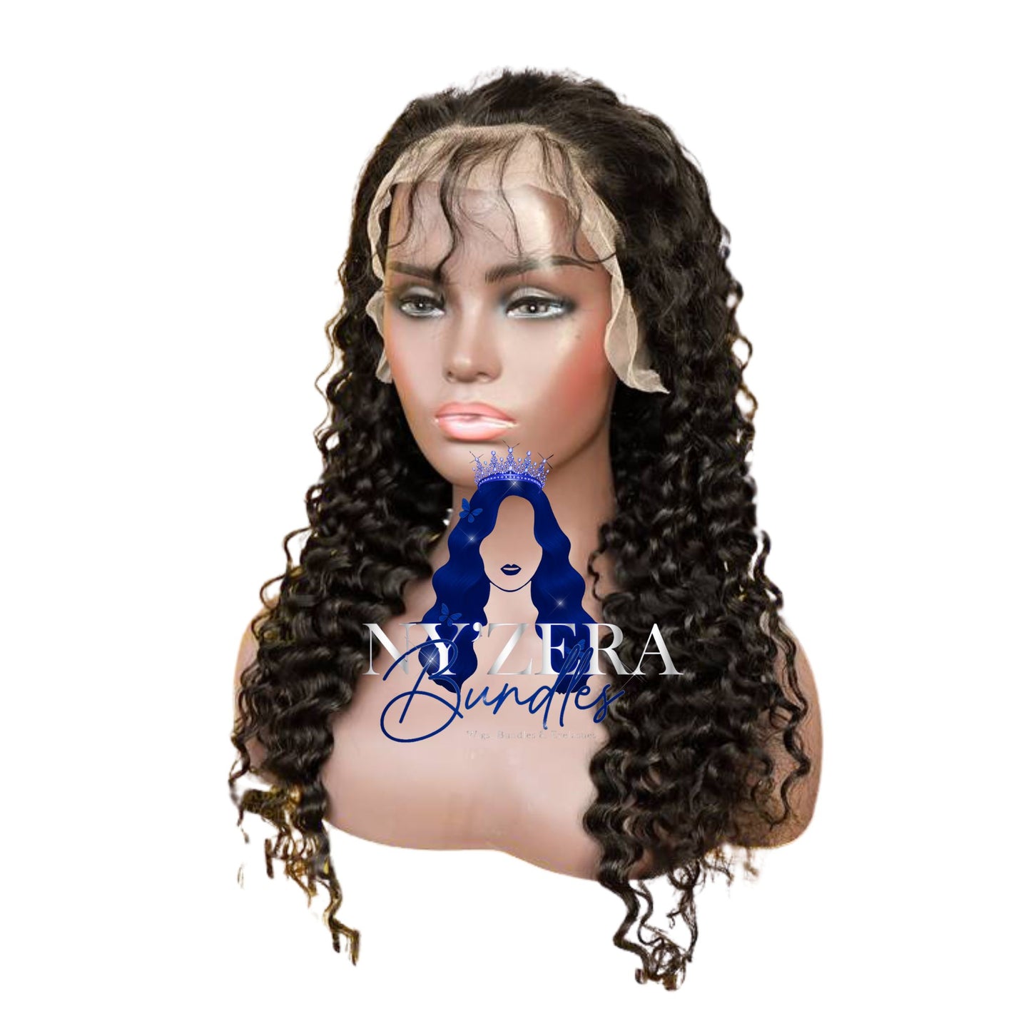 Transparent lace 13x5 180% Frontal Lace Wig natural black Color deep wave